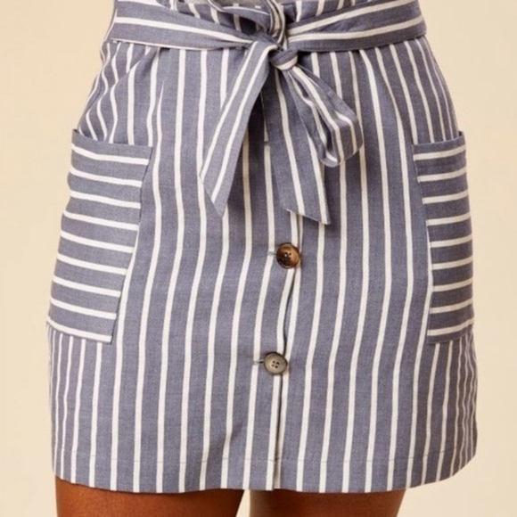 Altar'd State Dresses & Skirts - Altar'd State blue & white striped mini-skirt